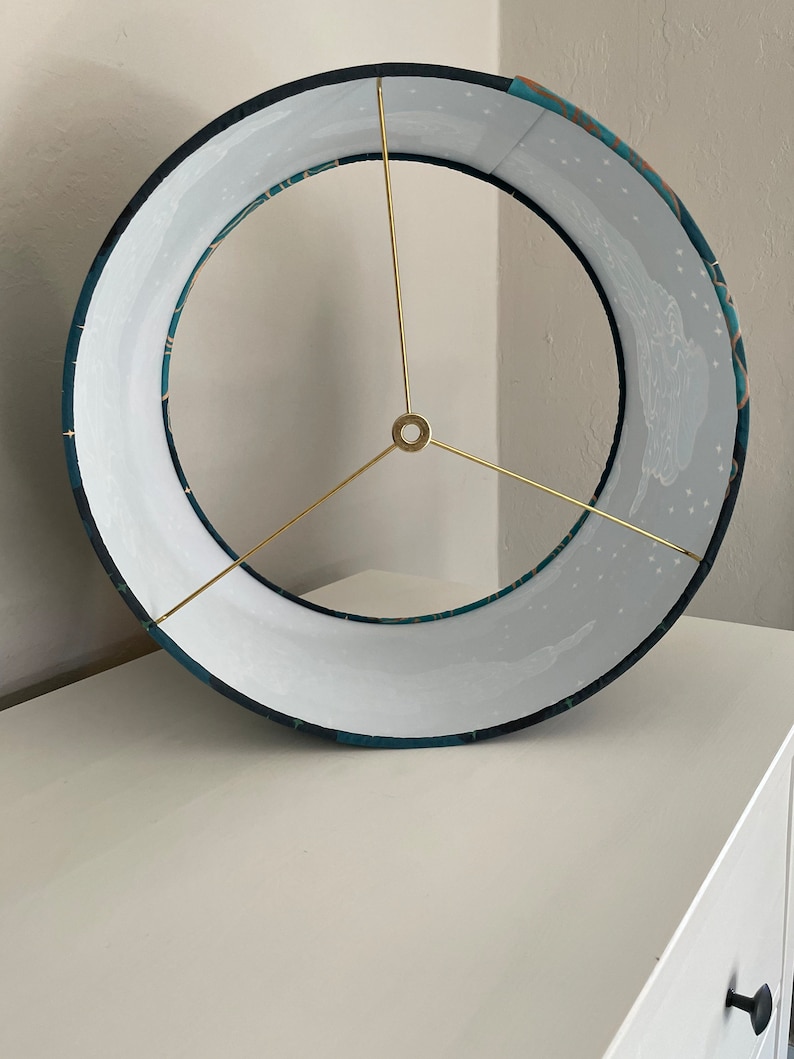 Blue Night Sky Lampshade: Handmade Cloud Drum Shade image 7