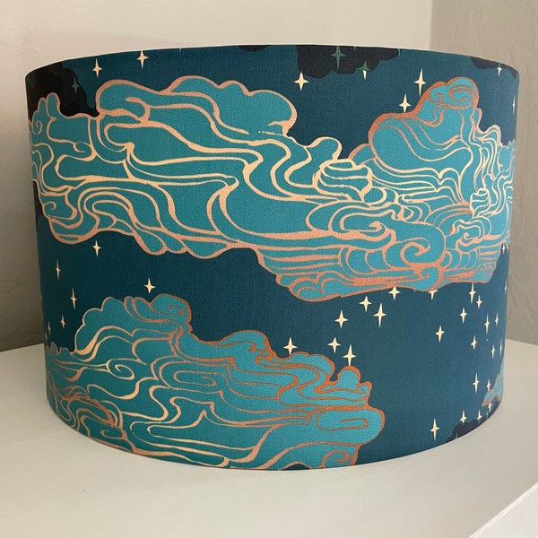 Blue Night Sky Lampshade: cloud lampshade, unique decor, lampshade for table lamp, pendant shade, lampshade, funky lamp
