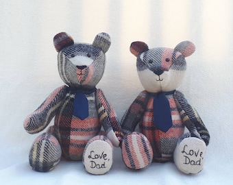 Keepsake Memory Bear from Loved One's Clothes, Personalised Memorial Teddy, Bereavement Gift