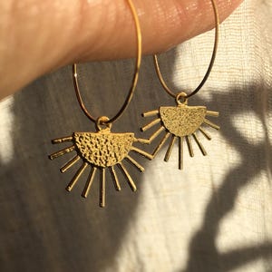 Sun Hoop Earrings Boho Gold & Silver // Summer Jewelry | Antique Hammered | Ethnic Hippie Style | Festival Accessory Statement