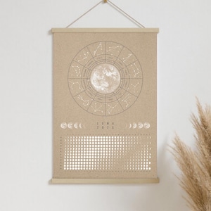 Calendario lunare 2025 poster carta kraft// DIN A3, fasi lunari, astrologia, calendario da parete, regalo, decorazione, segno zodiacale, arte