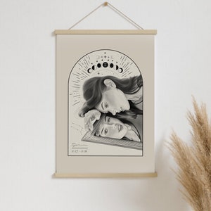 Cartel signo zodiacal Géminis, ilustración // astrología, regalo, decoración pared, boho, arte Ja