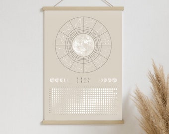 Maankalender 2024//poster DIN A3, maanstanden, astrologie, wandkalender, afsprakenkalender, jaarplanner, cadeau, decoratie, sterrenbeeld, kunst