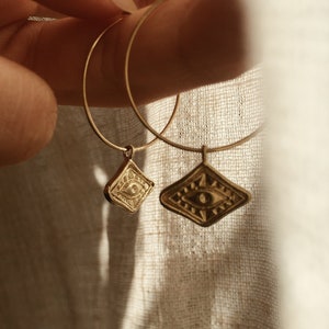 Third eye hoop earrings brass // earrings gold, design jewelry, modern shape, antique