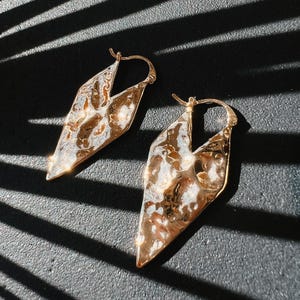 Hamrade Boho Guldspets Diamant Triangelörhängen // Statementsmycken, Antik Stil