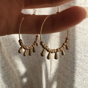 Filigrane Tropfen Creolen Ohrringe Boho Gold // Vintage Antik Look