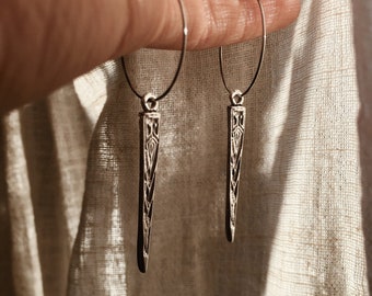 Spear tip hoop earrings silver // earrings, design jewelry, modern shape, antique, Celtic, Viking