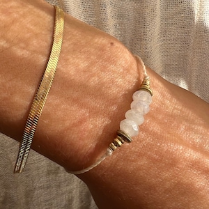 Moonstone bracelet filigree boho gold, adjustable, friendship bracelet