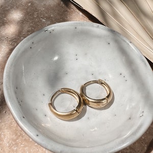 Creole earrings gold wide brass // design jewelry, modern, boho