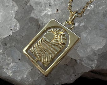 Tarot Sun & Moon Necklace in Gold | Spiritual Jewelry | Boho Necklace | Antique Mystical Symbol Pendant