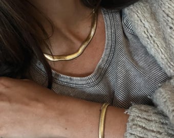 Gold Boho Snake Chain // Filigree Herringbone Chain | Statement Layering Jewelry | Modern Minimalist Choker