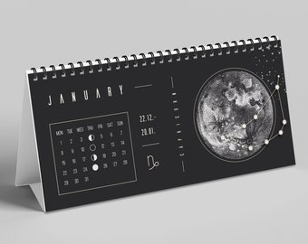 Lunar calendar 2024 // Desk calendar // Moon phases, astrology, appointment calendar, annual planner, journal, boho, desk, decoration, living room