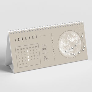 Lunar calendar 2024 beige table calendar // moon phases, astrology, appointment calendar, annual planner, journal, boho, desk, decoration