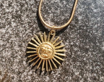 Sun necklace gold with earrings Boho // designer jewelry, unique, antique