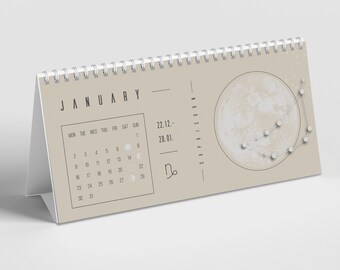 Lunar Calendar 2023 Beige // Table Calendar/ Moon Phases, Astrology, Calendar, Annual Planner, Journal, Boho, Desk, Decoration