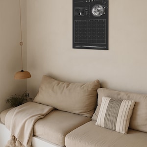 Månkalender 2027 Svart // Minimalistisk väggkalender, månfasposter, astrologikalender Boho, stjärnteckendekor, present bild 4