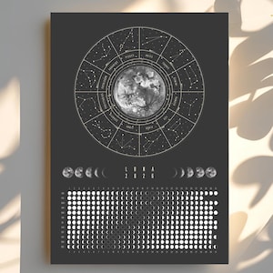 Moon Calendar 2026 Poster Black // Boho Wall Calendar with Moon Phases & Zodiac Signs | Astrology Wall Decor, Spiritual Gift Mindfulness image 20