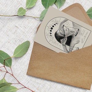 Sternzeichen Waage Postkarte // Illustration, Astrologie, Mondphasen, Geburtstag, Deko, Grußkarte, Luna, Boho, Kunst