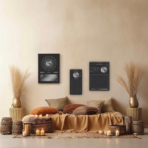 Månkalender 2027 Svart // Minimalistisk väggkalender, månfasposter, astrologikalender Boho, stjärnteckendekor, present bild 11