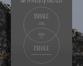 Breath Poster Printable – Inhale Exhale Wall Art – Mindfulness Meditation Print – Minimalist Affirmation Poster – Digital Download