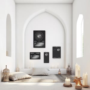 Månkalender 2027 Svart // Minimalistisk väggkalender, månfasposter, astrologikalender Boho, stjärnteckendekor, present bild 15