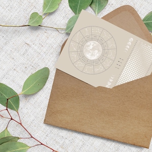Calendrier lunaire 2025 // Carte postale anniversaire, carte de voeux, astrologie, phases de lune, calendrier, calendrier de rendez-vous, agenda annuel, décoration, Nouvel An