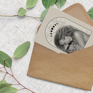 Carte postale du signe du zodiaque Lion // Zodiaque, Illustration, Astrologie, Phases de la Lune, Anniversaire, Décoration, Carte de vœux, Luna, Boho, Art