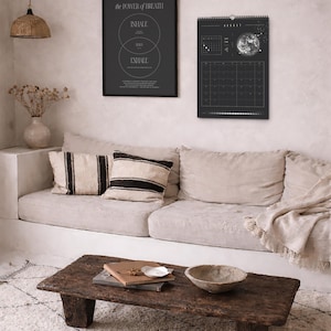 Månkalender 2027 Svart // Minimalistisk väggkalender, månfasposter, astrologikalender Boho, stjärnteckendekor, present bild 9