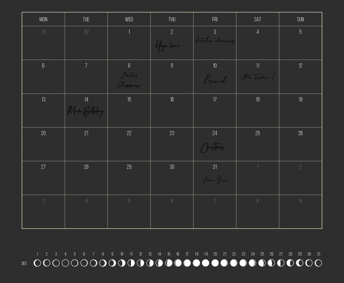 Calendrier lunaire 2023 // Suspension murale Phases de lune - Etsy France