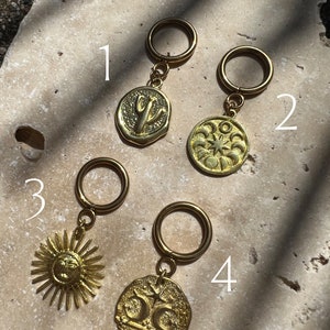 Boho necklace with interchangeable pendant, sun, coin, unique, gold // designer jewelry, antique image 7