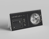 Mondkalender 2026 Tischkalender Schwarz // Boho Mondphasen Kalender mit Affirmationen | Achtsamkeit & Spiritualität | Astrologie Deko