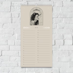 Calendario perpetuo compleanni segni zodiacali beige senza tempo // astrologia, calendario da parete, pianificatore annuale, decorazione, boho