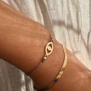 Third Eye Bracelet filigree Boho Gold //Adjustable friendship bracelet