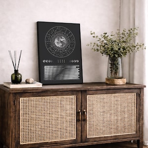 Moon Calendar 2026 Poster Black // Boho Wall Calendar with Moon Phases & Zodiac Signs | Astrology Wall Decor, Spiritual Gift Mindfulness image 11