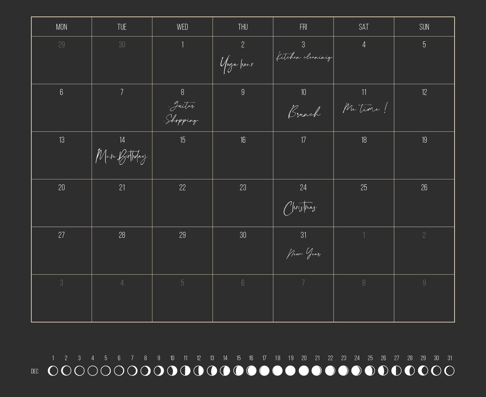 Lunar Calendar 2023 // Wall Suspension Moon Phases Astrology - Etsy UK