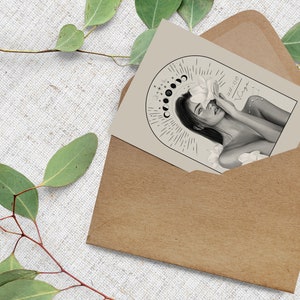Carte postale du signe du zodiaque Vierge // Zodiaque, Illustration, Astrologie, Phases de la Lune, Anniversaire, Décoration, Carte de vœux, Luna, Boho, Art