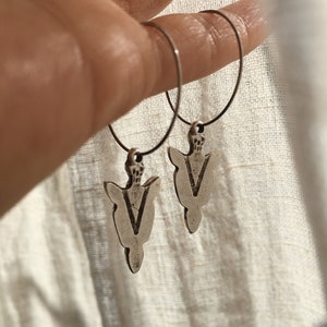 Boho Hoop Earrings Spearhead Silver // Tribal Jewelry Antique Celtic Viking Style | Festival Accessory