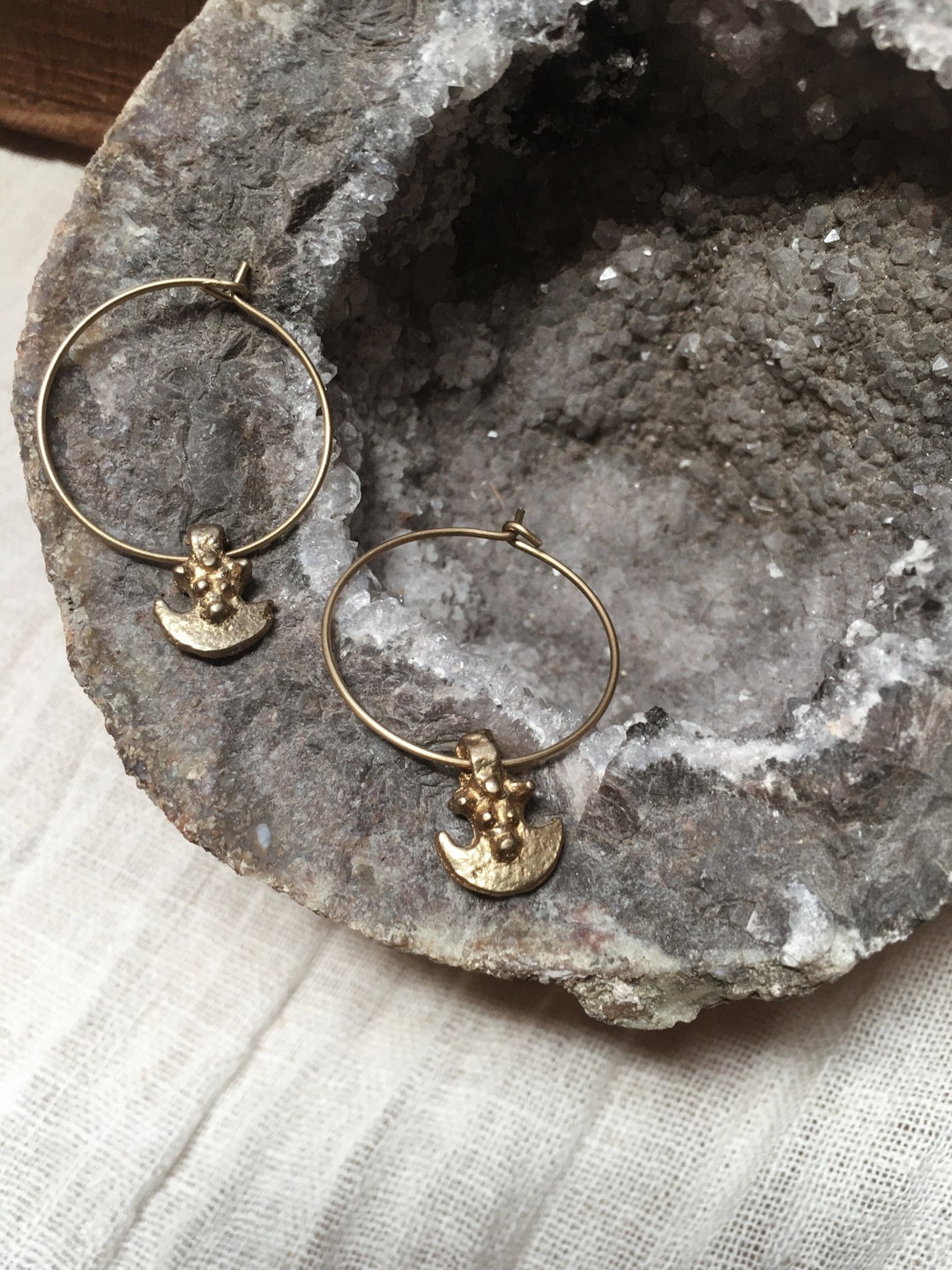 Anchor Hoop Earrings Brass // Earrings Gold, Design Jewelry, Modern