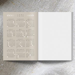 Notebook 2026 Moon Calendar A6 beige // Moon phases diary, journaling, boho notebook, astrology, habit tracker image 2