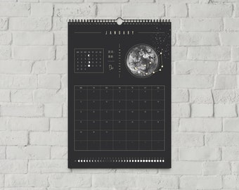 Lunar calendar 2024 // Wall hanging moon phases, astrology, wall calendar, appointment calendar, annual planner, decoration, boho, zodiac sign, full moon