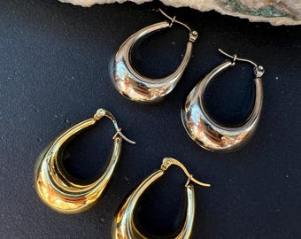 Hoop earrings drop gold & silver // Statement earrings boho | Timelessly modern | minimalist jewelry