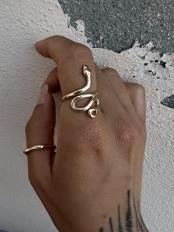 Schlangen Ring Boho Gold & Silber verstellbar // Statement Ring Unikat | Festival Accessoire | Filigraner Schmuck