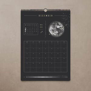 Månkalender 2027 Svart // Minimalistisk väggkalender, månfasposter, astrologikalender Boho, stjärnteckendekor, present bild 19
