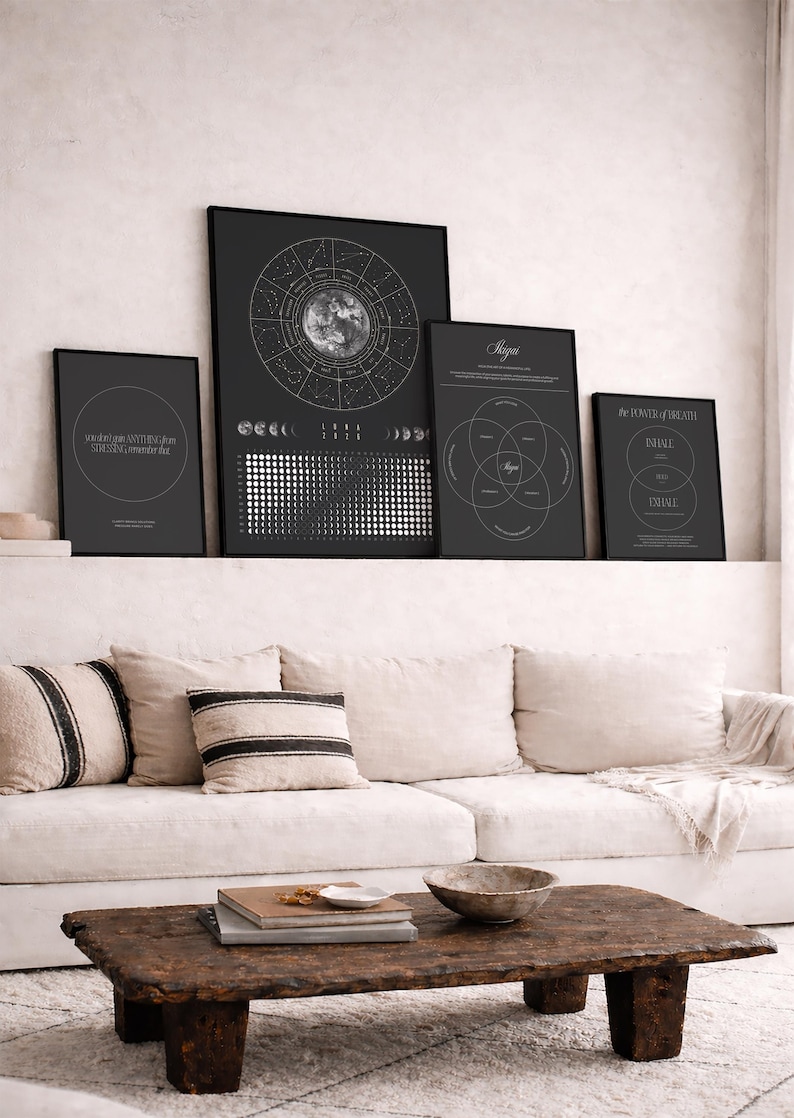 Moon Calendar 2026 Poster Black // Boho Wall Calendar with Moon Phases & Zodiac Signs | Astrology Wall Decor, Spiritual Gift Mindfulness image 17
