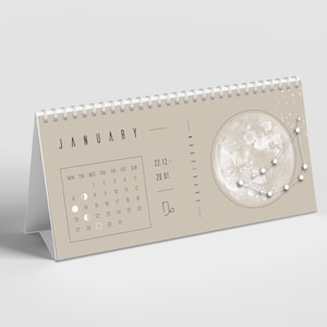 Calendrier lunaire 2025 beige // Planificateur des phases lunaires, calendrier astrologique, décoration bohème, agenda annuel
