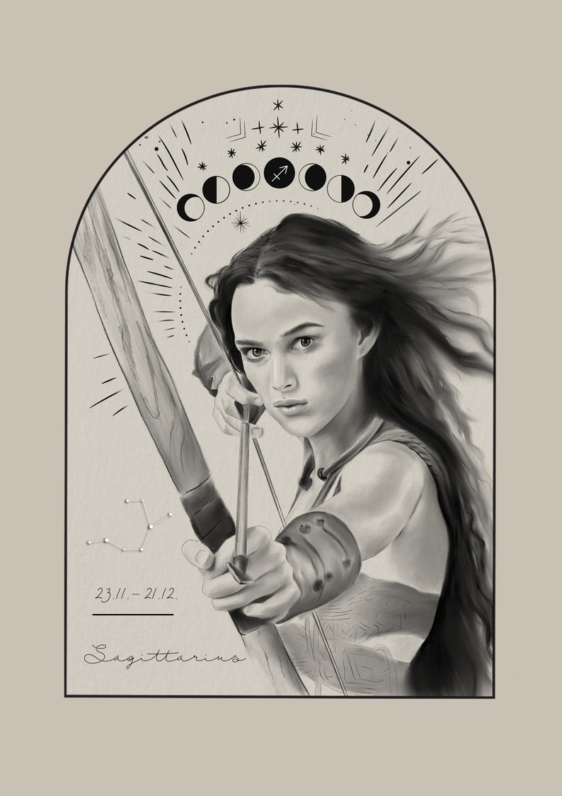 Zodiac sign Sagittarius postcard // illustration, astrology, greeting cards image 2