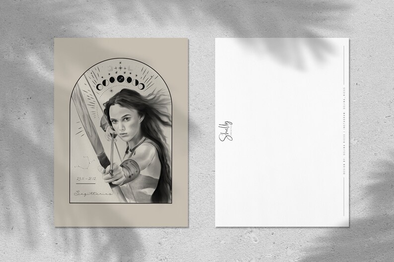 Zodiac sign Sagittarius postcard // illustration, astrology, greeting cards image 4