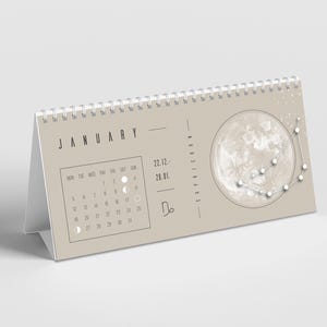 Moon Calendar 2026 Beige Desk Calendar // Boho Moon Phase Calendar with Affirmations | Mindfulness & Spirituality | Astrology Decoration
