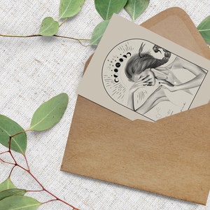 Sternzeichen Skorpion Postkarte // Illustration, Astrologie, Mondphasen, Geburtstag, Deko, Grußkarte, Luna, Boho, Kunst