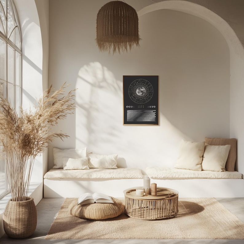 Moon Calendar 2026 Poster Black // Boho Wall Calendar with Moon Phases & Zodiac Signs | Astrology Wall Decor, Spiritual Gift Mindfulness image 18